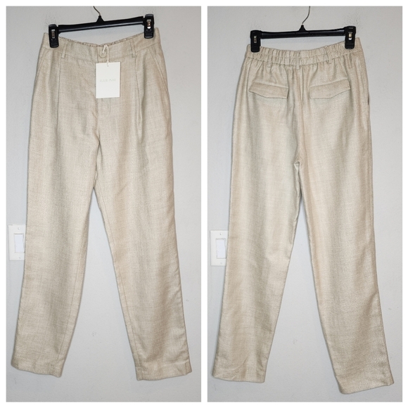 NWT Ellie Mae Studios Linen Silk Wool Keane Oatmeal Cream Pants Size 2 - Picture 5 of 16